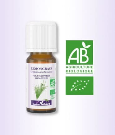 HE lemongrass, 100% BIO, certifiée label AB, Agriculture Biologique.