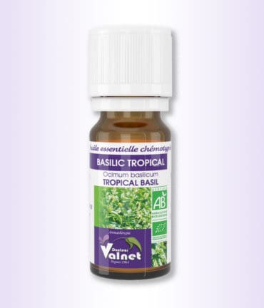 flacon 10 ml d'huile essentielle de basilic tropical du Dr. Valnet