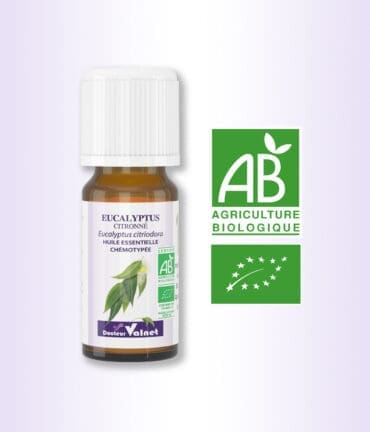 HE eucalyptus citronné, 100% BIO, certifiée label AB, Agriculture Biologique.