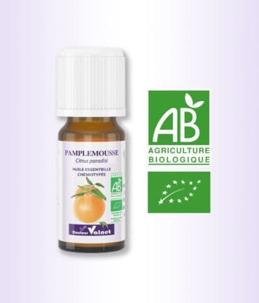 flacon 10 ml d'huile essentielle de Pamplemousse. Certifiée label AB, Agriculture Biologique.